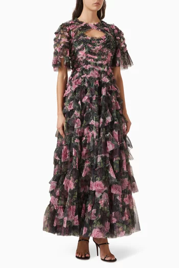 فستان سهرة فاين افيانا بنقشة ورود