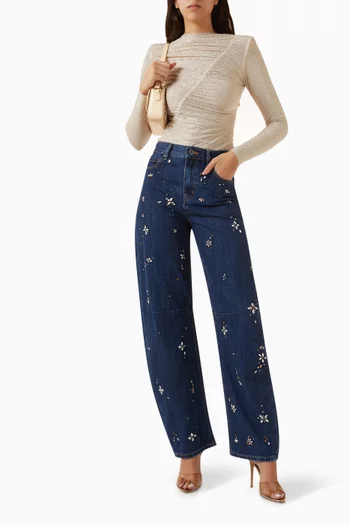 Rhinestone-embellished Top in Mesh