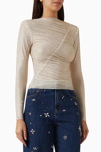 Rhinestone-embellished Top in Mesh