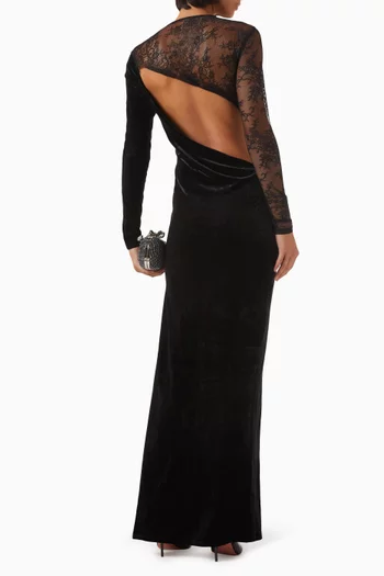 فستان بفتحة دانتيل ومخمل