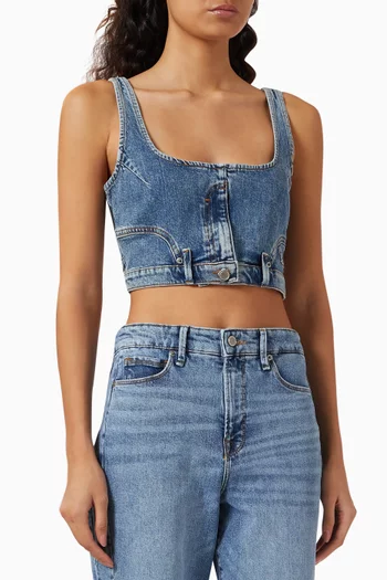 Reworked Cropped Top in Denim