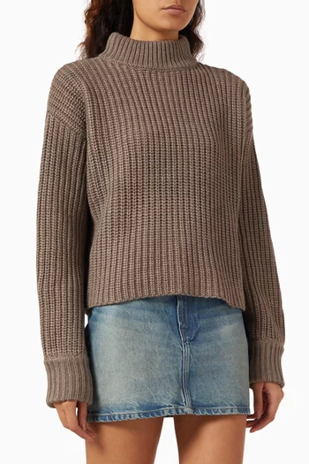 Mockneck Oversized Sweater in Chunky-knit