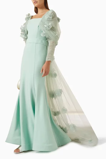 3D Floral-applique Gown