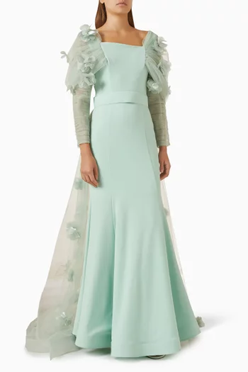 3D Floral-applique Gown