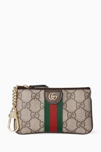 Ophidia Zip Key Pouch in GG Supreme Canvas