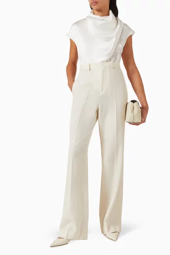 Verso Draped Scarf Top in Silk Satin