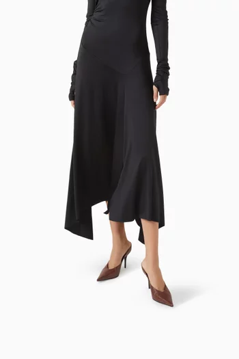 حذاء أنوك مفتوح من الخلف بكعب 90 مم جلد بنقشة جلد الأفعى