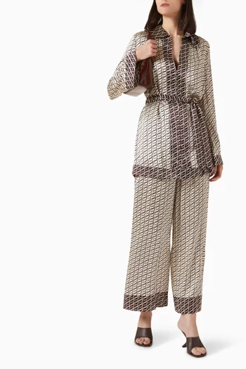 Monogram Silk Contrast Pants