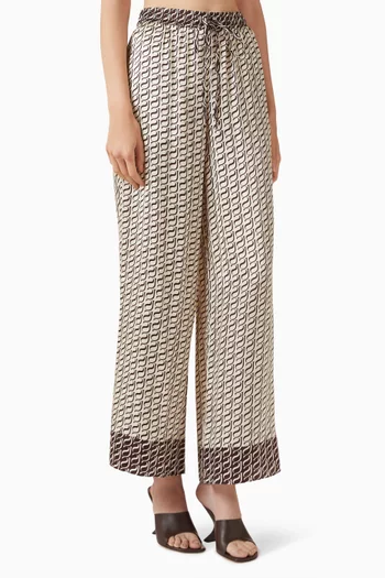 Monogram Silk Contrast Pants