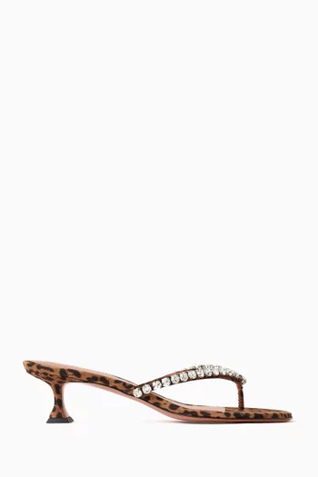 Gigi 45 Thong Mules in Printed Suede