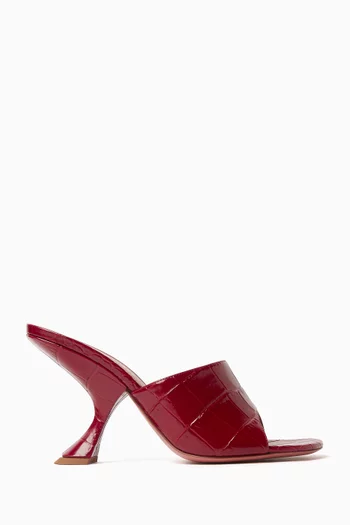 حذاء تايلور مفتوح من الخلف بكعب 90 مم جلد بنقشة جلد التمساح