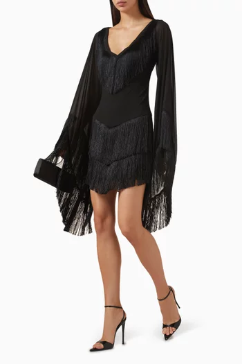 Cristal Fringed Mini Dress in Chiffon