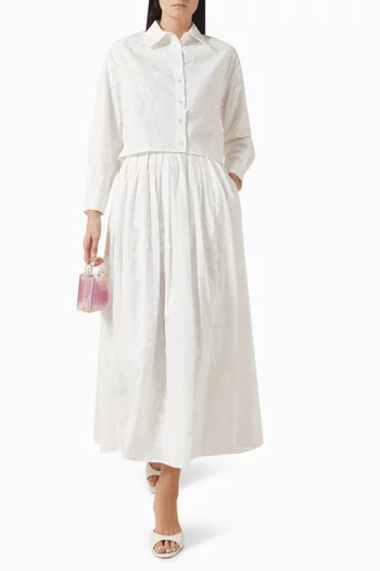Bella Embroidered Shirt & Skirt Set in Cotton