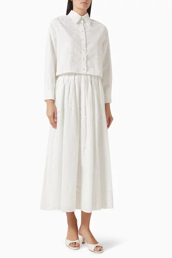 Bella Embroidered Shirt & Skirt Set in Cotton