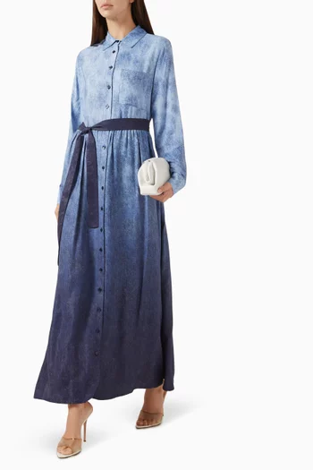 فستان بنمط قميص بحزام فيسكوز رايون