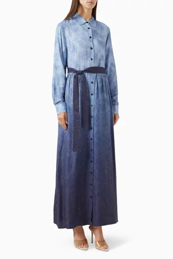 فستان بنمط قميص بحزام فيسكوز رايون