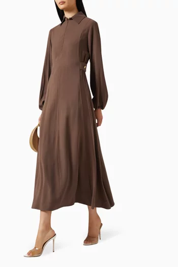 Tab Button Shirt Midi Dress