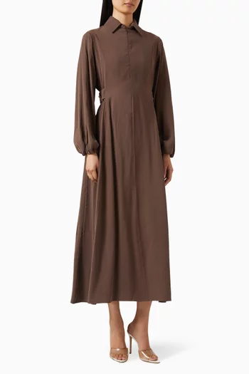 Tab Button Shirt Midi Dress