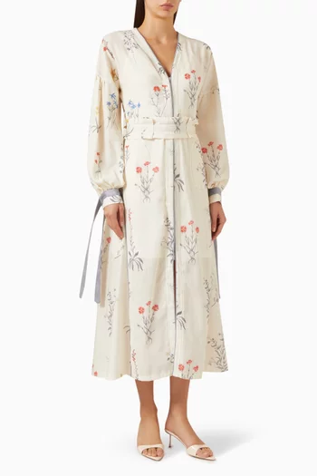 Floral-print Belted Dress