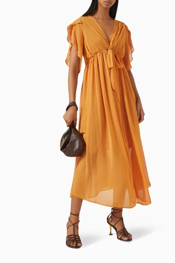 Tie-up Gathered Dress