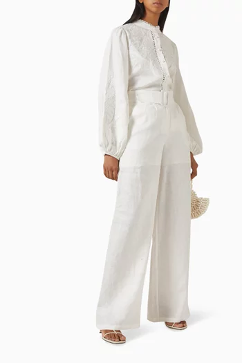 Belted Wide-leg Pants