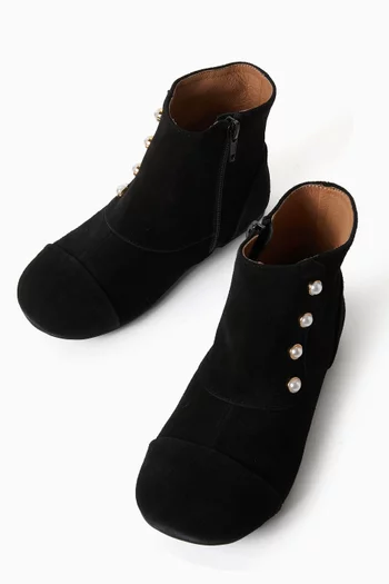 Natalie Pearl-embellished Boots in Suede