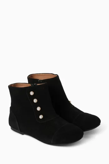 Natalie Pearl-embellished Boots in Suede