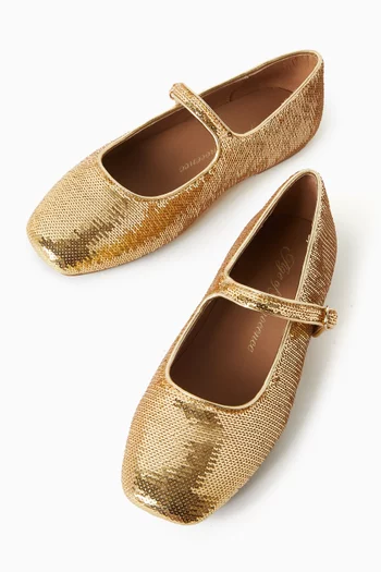 Michelle Sequin-embellished Ballet Flats in Faux Leather
