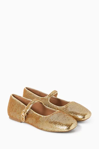 Michelle Sequin-embellished Ballet Flats in Faux Leather