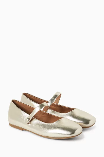 Chloe Ballet Flats in Metallic Faux Leather