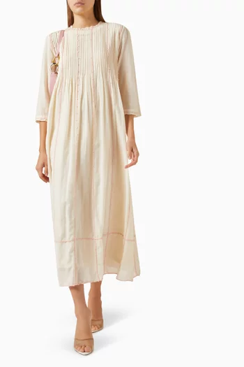 Embroidered Pintuck Dress
