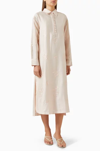 Embroidered Shirt Dress