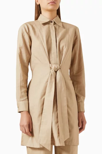Wrap-style Shirt in Linen
