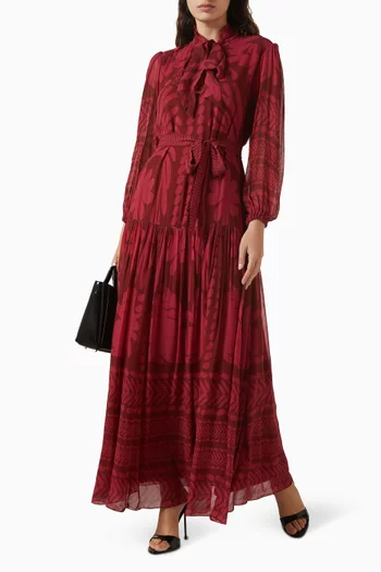 Floral-print Belted Maxi Dress