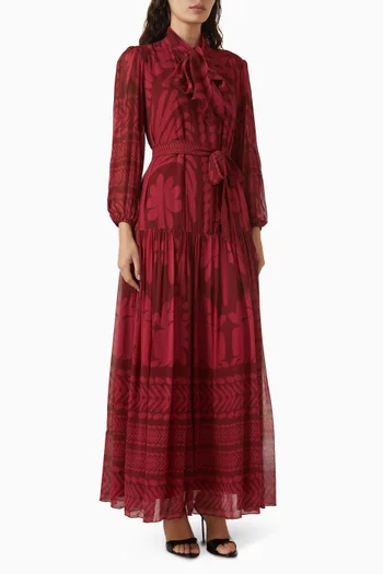 Floral-print Belted Maxi Dress