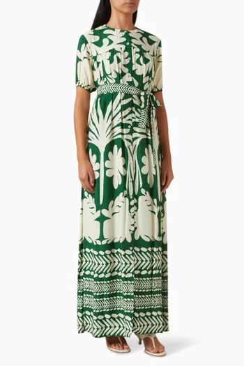 Floral-print Belted Maxi Dress