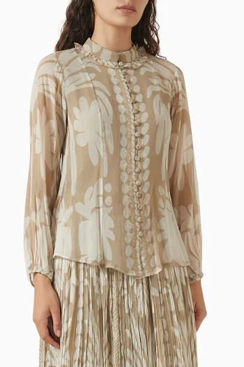 Floral-print Buttoned Top