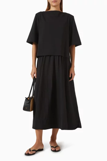 Layered Midi Dress in Cotton