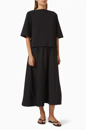 Layered Midi Dress in Cotton