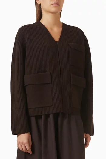 Pocket Cardigan in Rib-knit