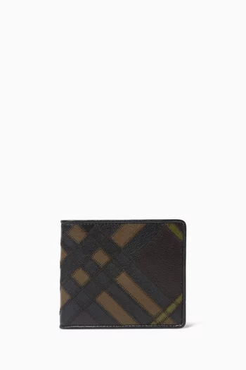 Check Intarsia Bifold Wallet in Leather