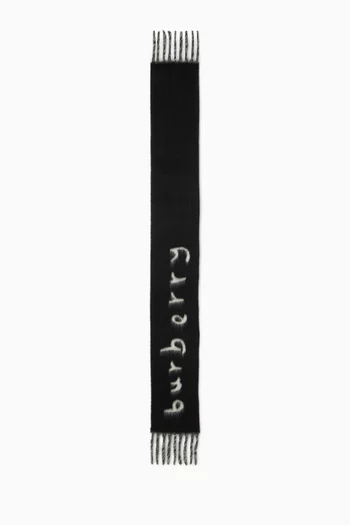Logo Fringe Reversible Scarf in Wool-blend