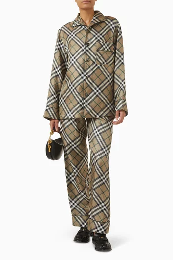 قميص بنقشة مربعات حرير