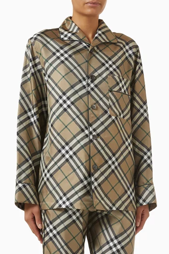 قميص بنقشة مربعات حرير