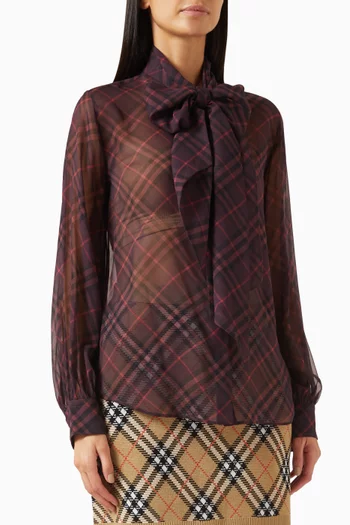 Check Scarf Top in Silk