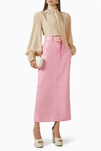 Oversized Bow-neck Blouse in Georgette
