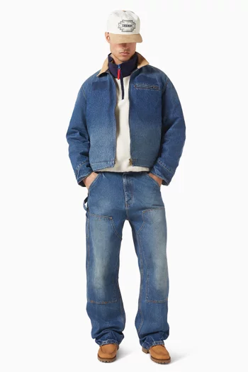 Wide Leg Double Knee Jeans in Denim