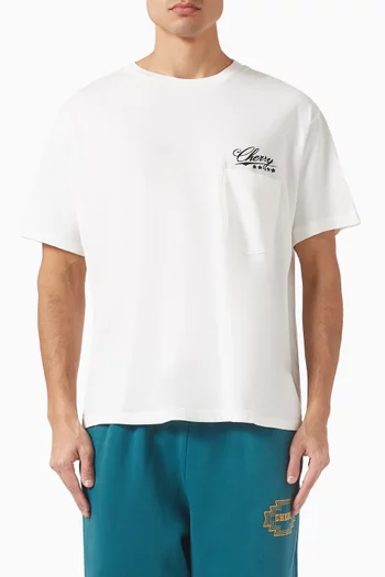 تي شيرت بجيب وقصة مربعة وخمس نجوم قطن