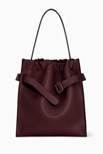 Scrunchy Tote Bag in Calfskin Leather