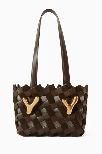YY West 23 Woven Tote Bag in Calfskin Leather